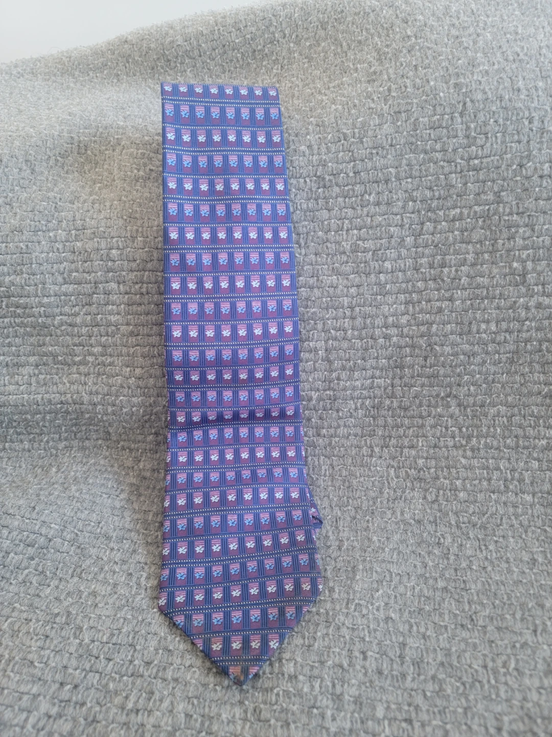 Men's Blue Patterned Silk Tie