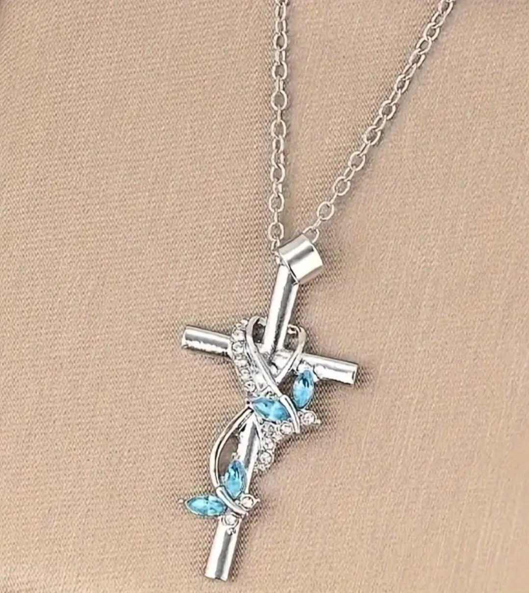 Butterflies Cross Pendant Necklace - photo 2