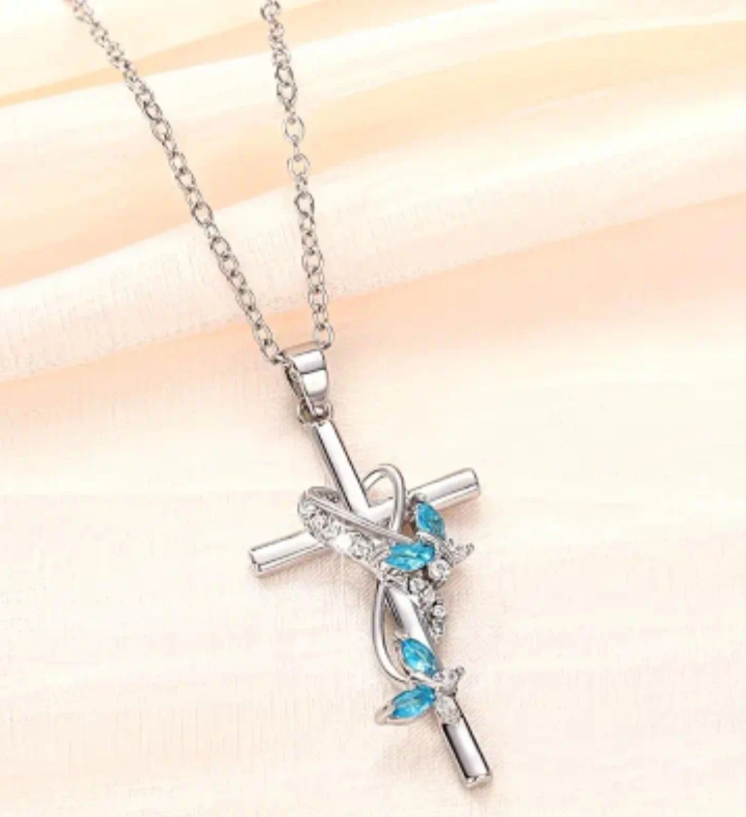 Butterflies Cross Pendant Necklace - photo 3