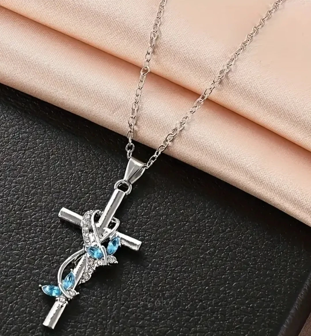 Butterflies Cross Pendant Necklace - photo 4