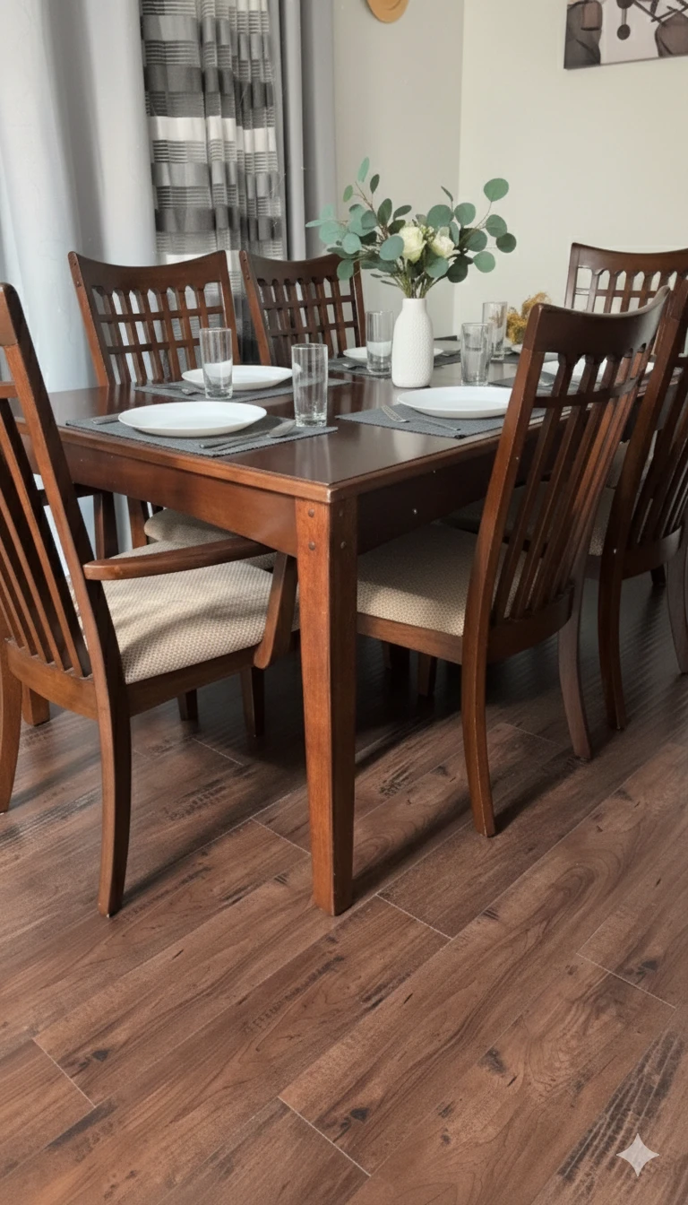 Wooden Dining Table and Chairs Set - extendable