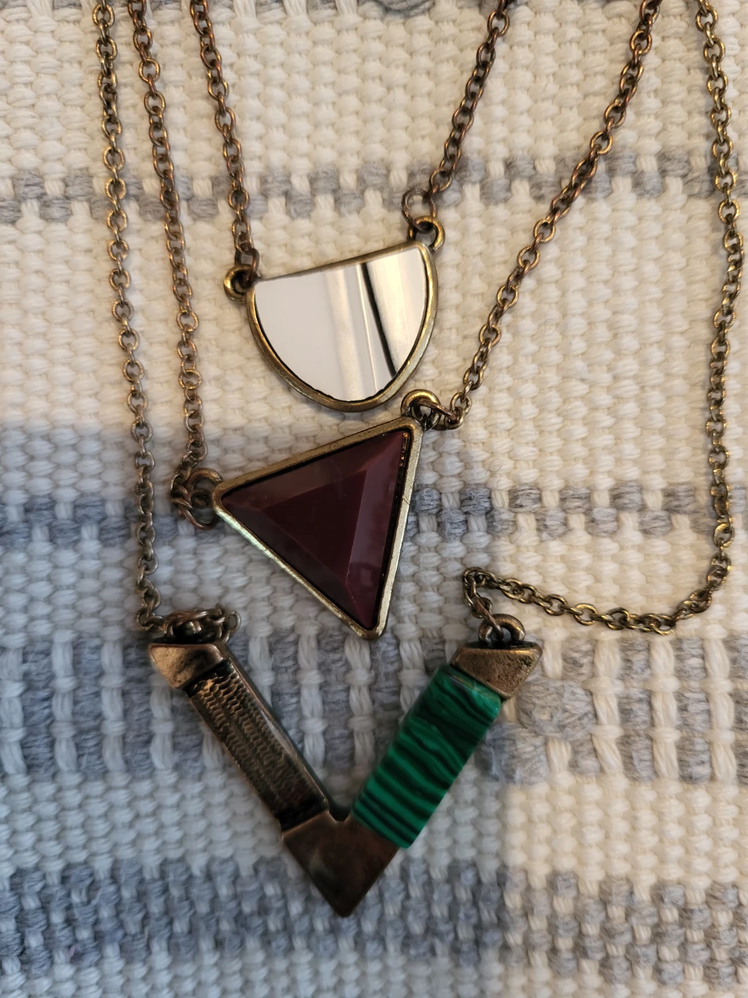 Layered Pendant Necklaces with Geometric Charms