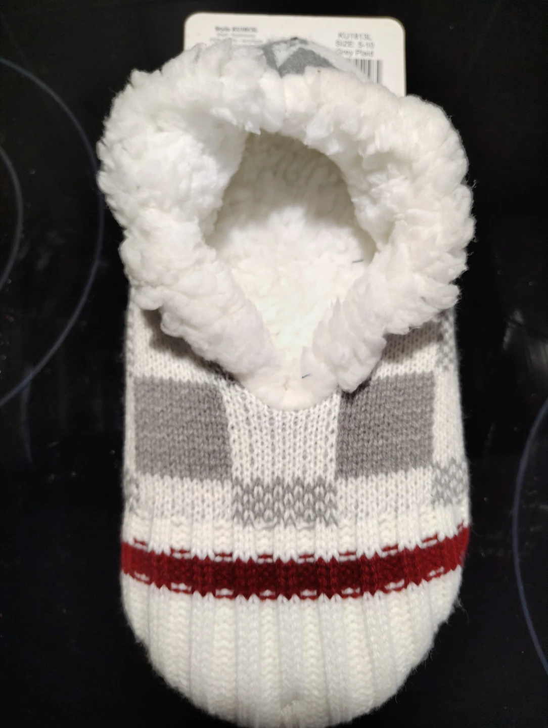 Knit Women's Slippers Grey Plaid Size 5-10 - photo 3