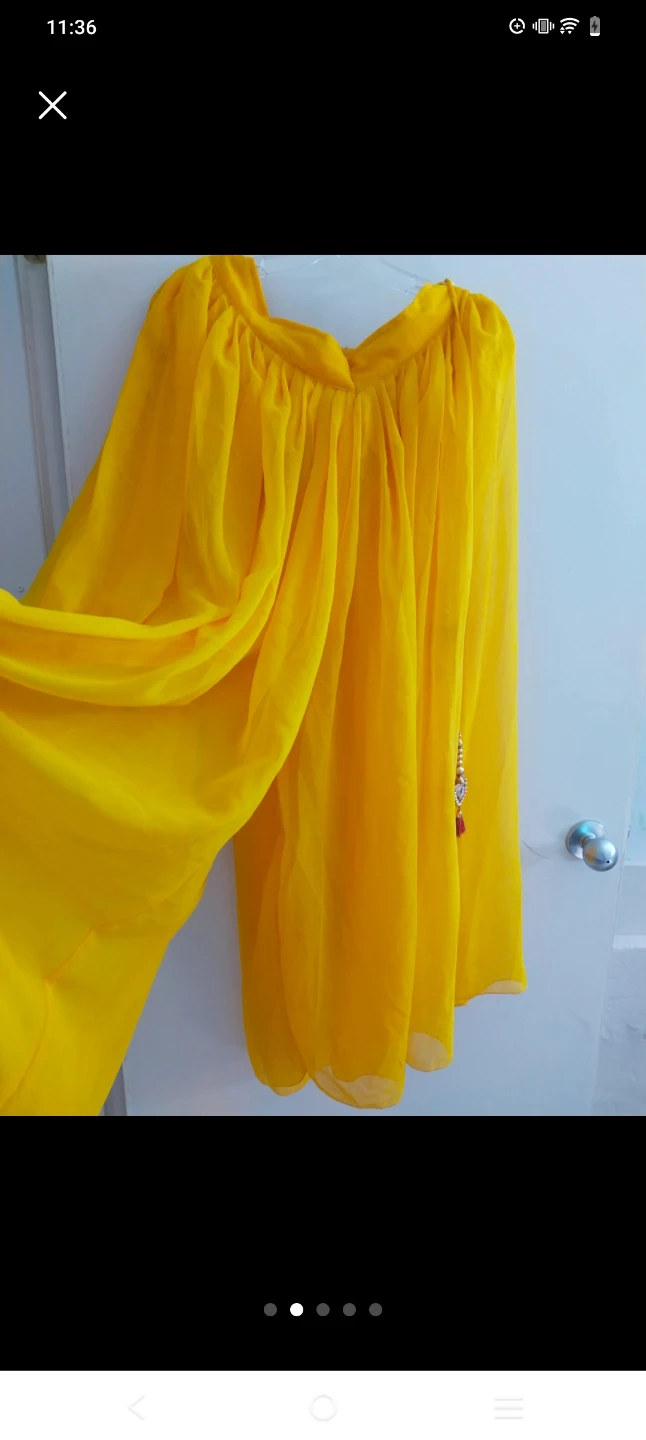Yellow Embroidered Blouse and plazo Set - photo 2