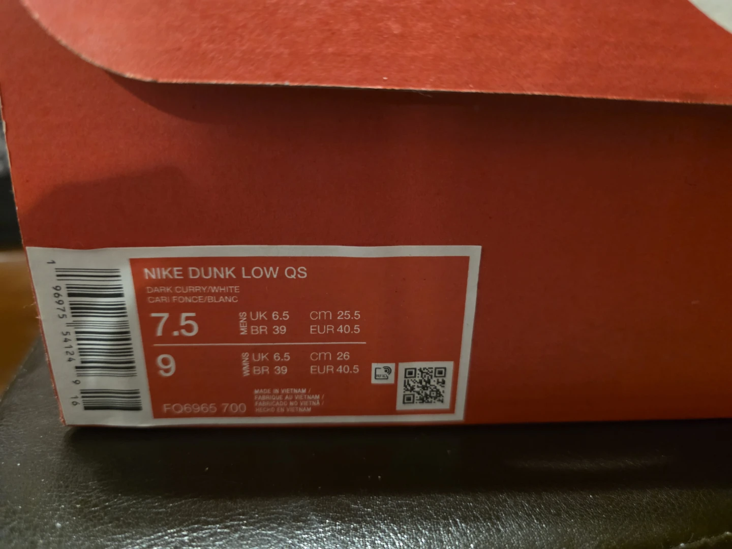 Nike Dunk Low QS "Dark Curry/White" Sneakers - photo 5