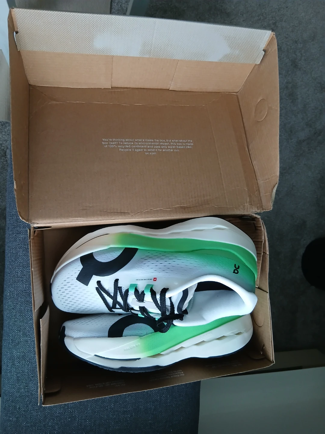 On Running Cloudboom Max Shoes - White/Green - Size 8.5