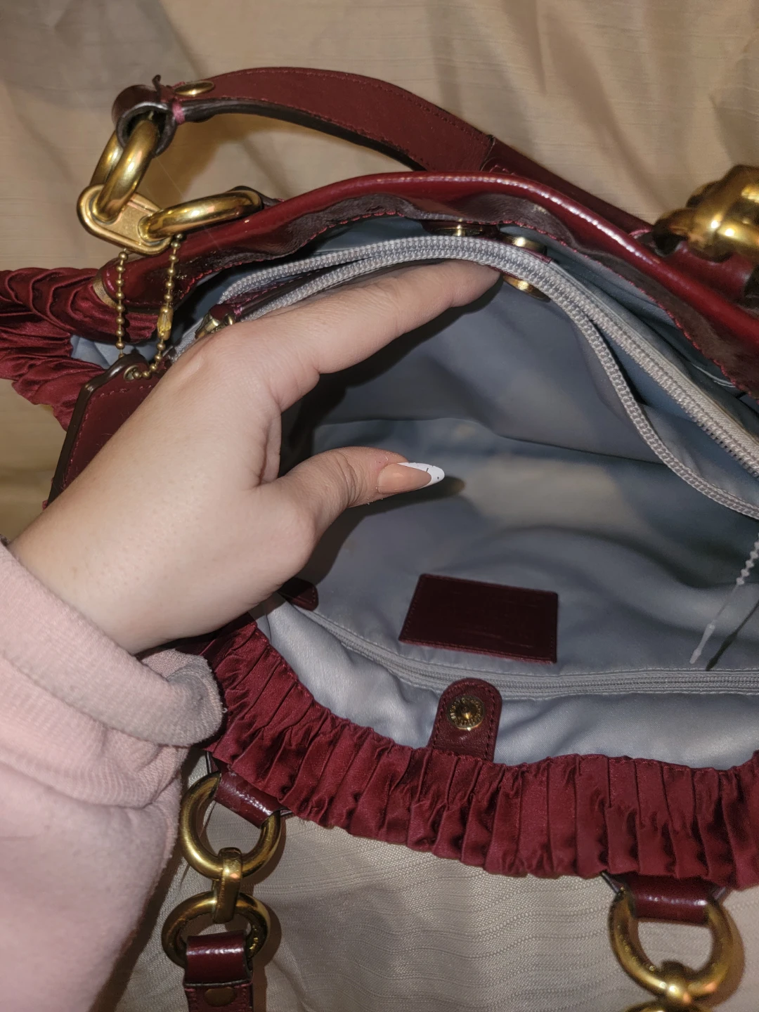 Coach Red Crinkle Pleated Shoulder Bag - photo 3