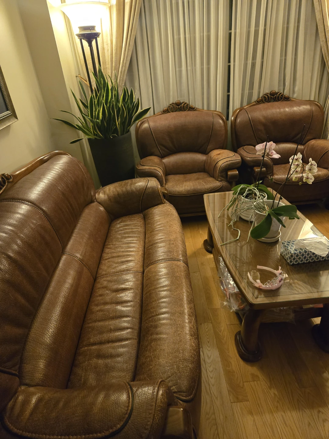 Vintage Brown Leather Sofa