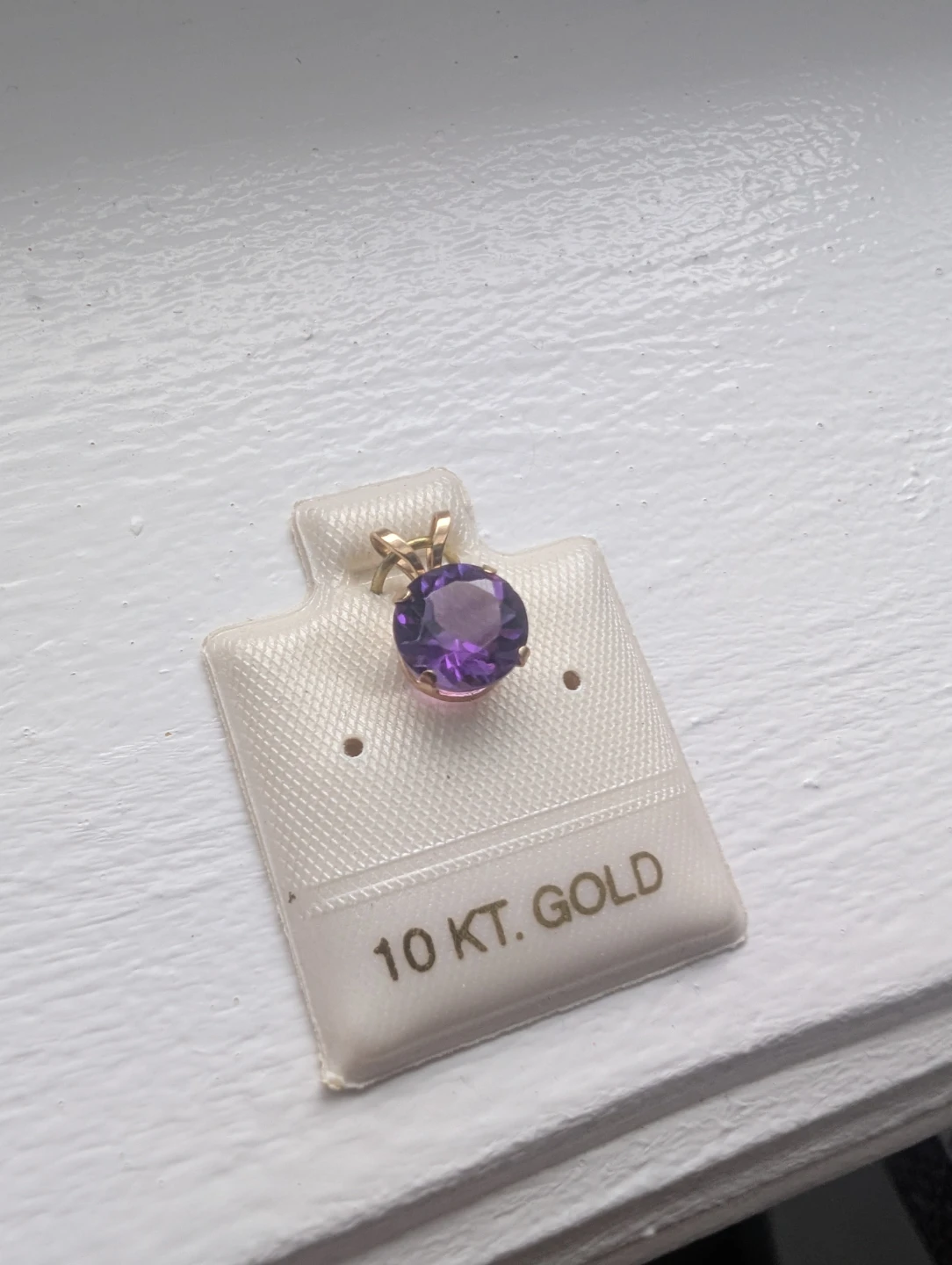 Brand New 10K Yellow Gold Amethyst Pendant For Sale