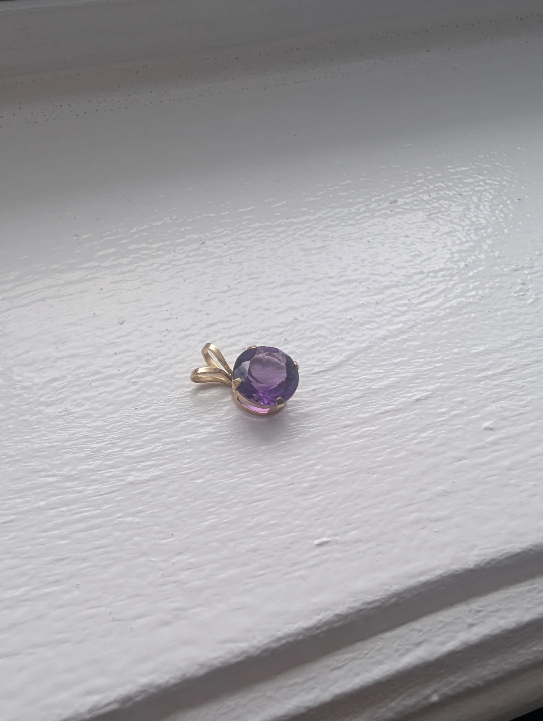 Brand New 10K Yellow Gold Amethyst Pendant For Sale - photo 5