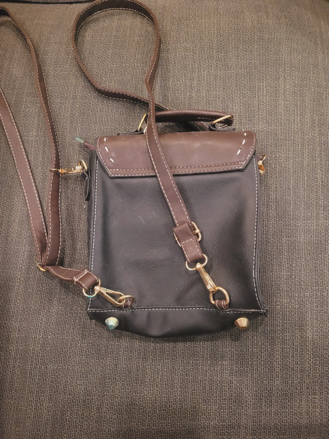 Brown Faux Leather Crossbody Bag with Bee Accent - photo 2