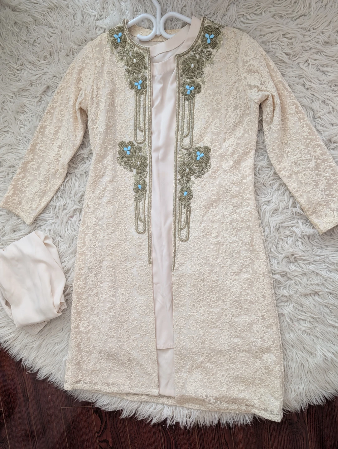Designer Chikankari dress with intricate handwork on the jacket