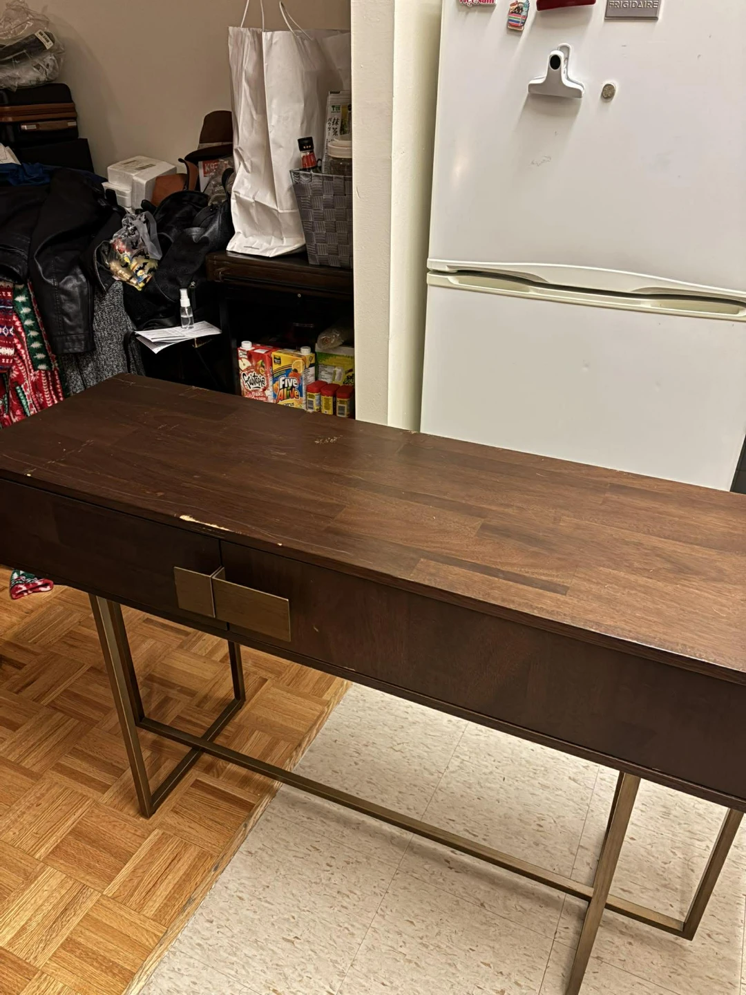 Dark Wood Console Table with Drawer - No Bargains