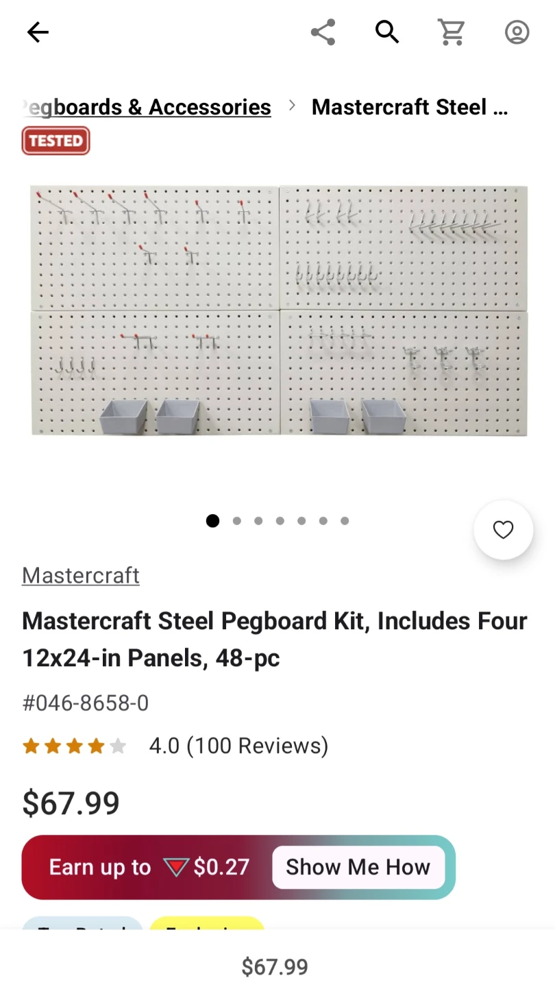 Mastercraft Steel Pegboard Kit - 48 pcs - photo 2