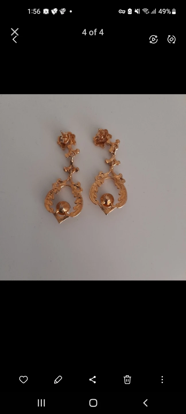 Faux gold-tone Dangle Earrings with Brown Jewel Accents - photo 3