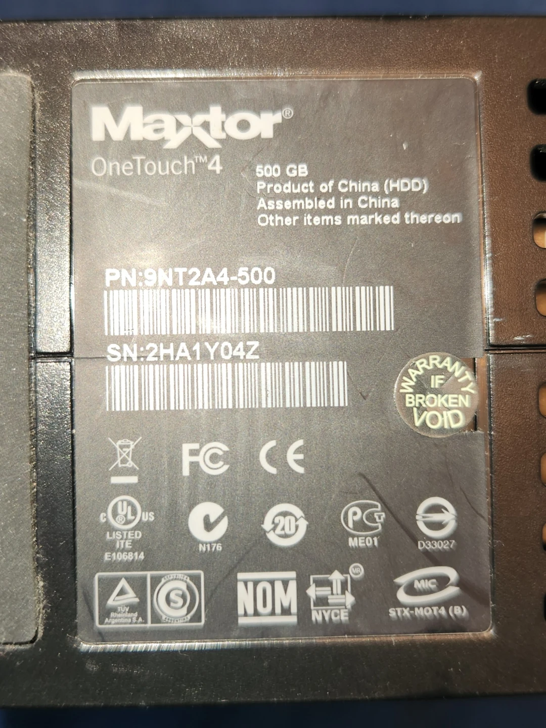 MAXTOR 500GB SMOKE FREE NO PETS