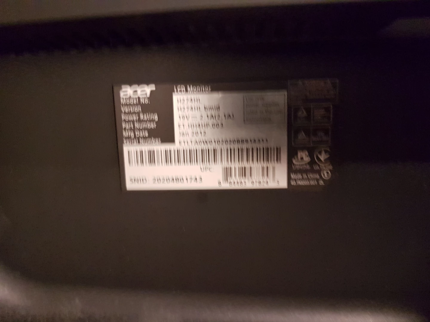 Acer H274HL 27-inch LCD Monitor - photo 3