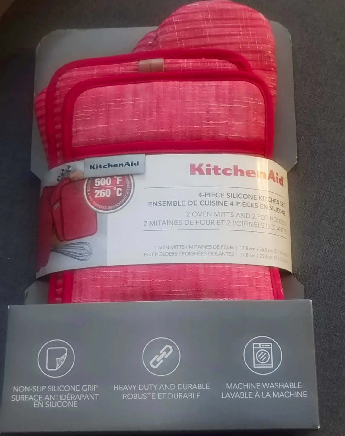 KitchenAid 4-Piece Silicone Oven Mitt and Pot Holder Set