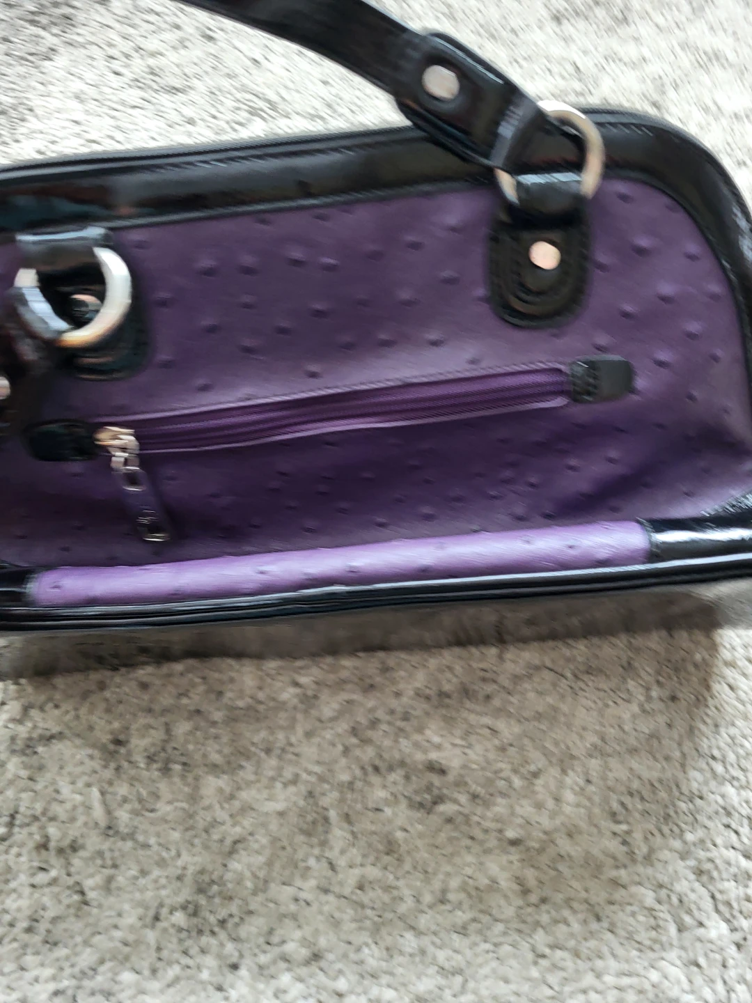 Grace Adele Purple Ostrich Embossed Handbag - photo 4