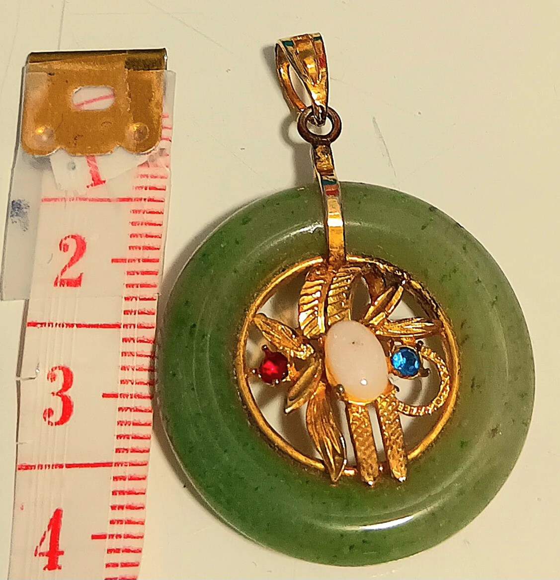 💎Jade Donut Pendant with Center Flower Design💎 - photo 3