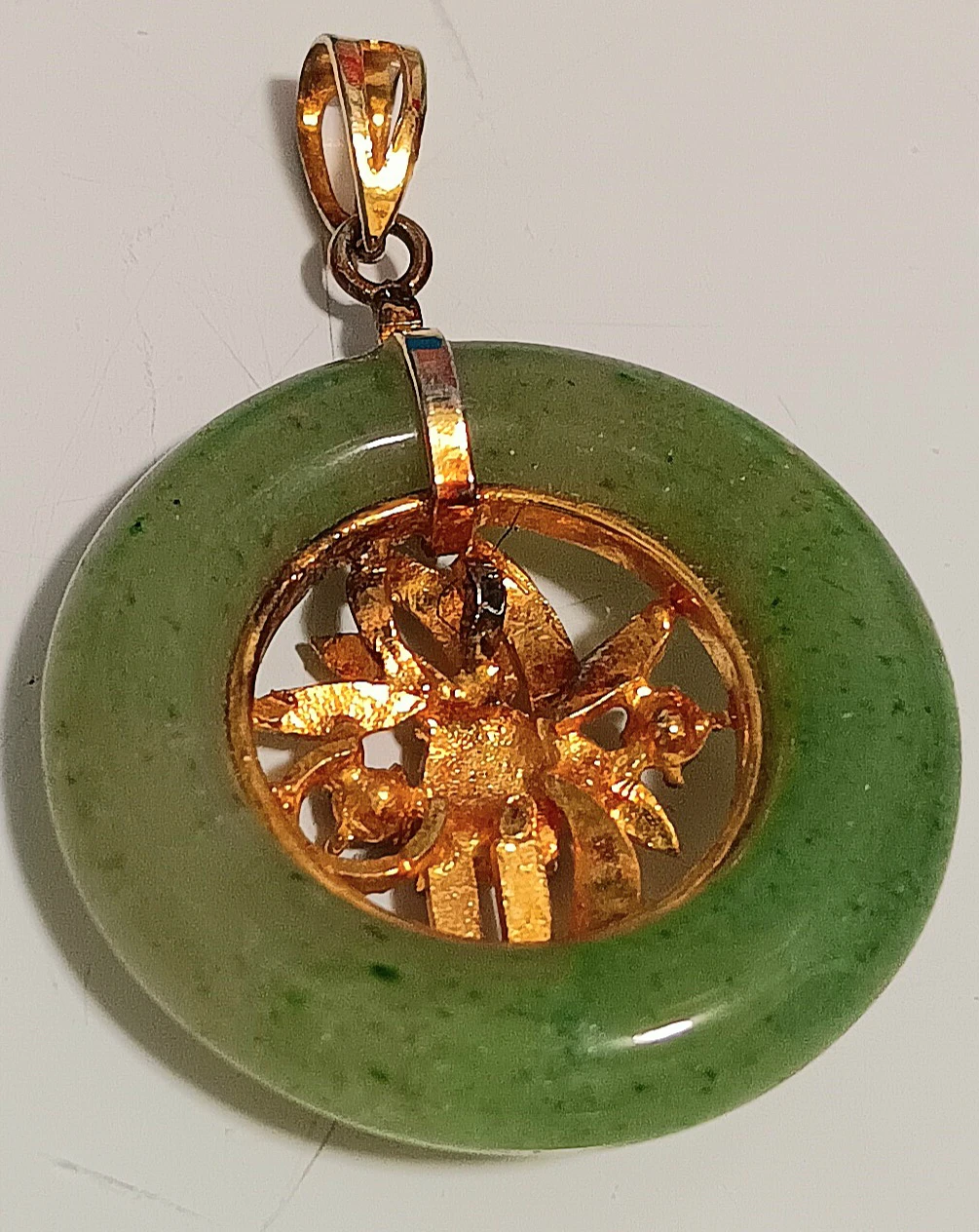 💎Jade Donut Pendant with Center Flower Design💎 - photo 4
