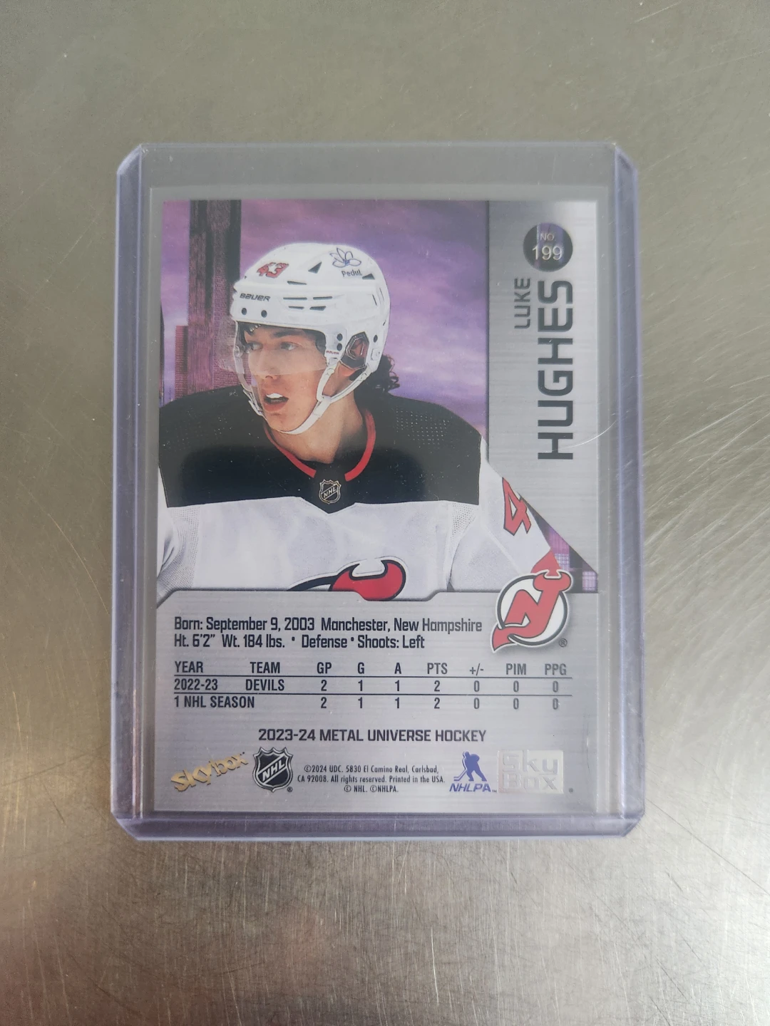 2023-24 Upper Deck Sky Box Metal Universe Luke Hughes Rookie - photo 2