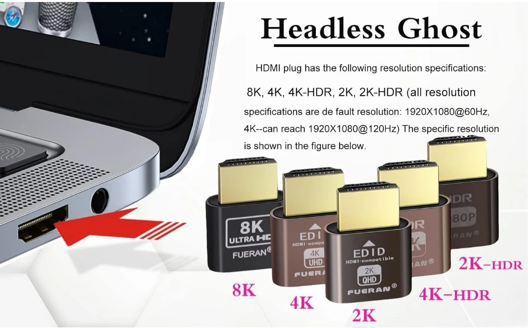 4K HDR HDMI Dummy Plug, Virtual Monitor EDID Emulator, ... - photo 5