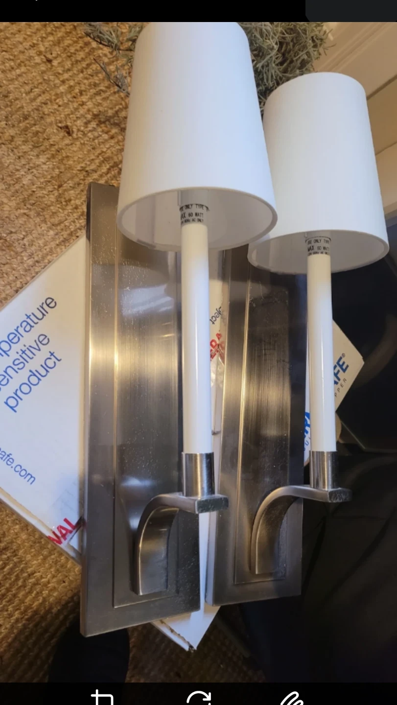 Pair of White & Silver Wall Sconces - photo 3