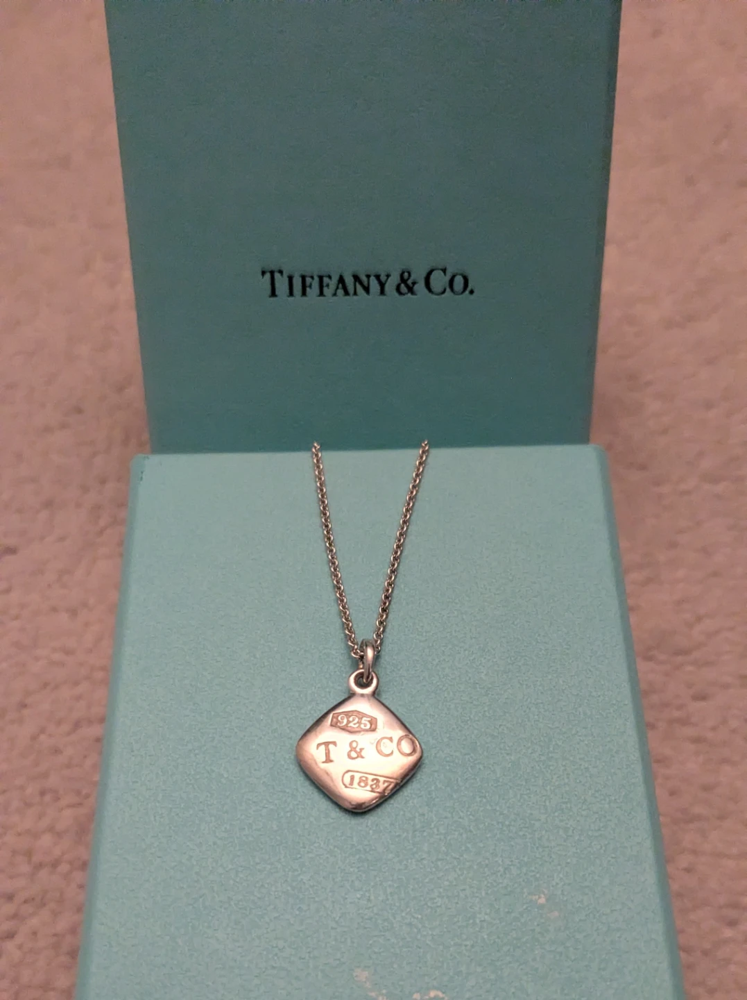 Tiffany & Co. 1837 Square Pendant Necklace