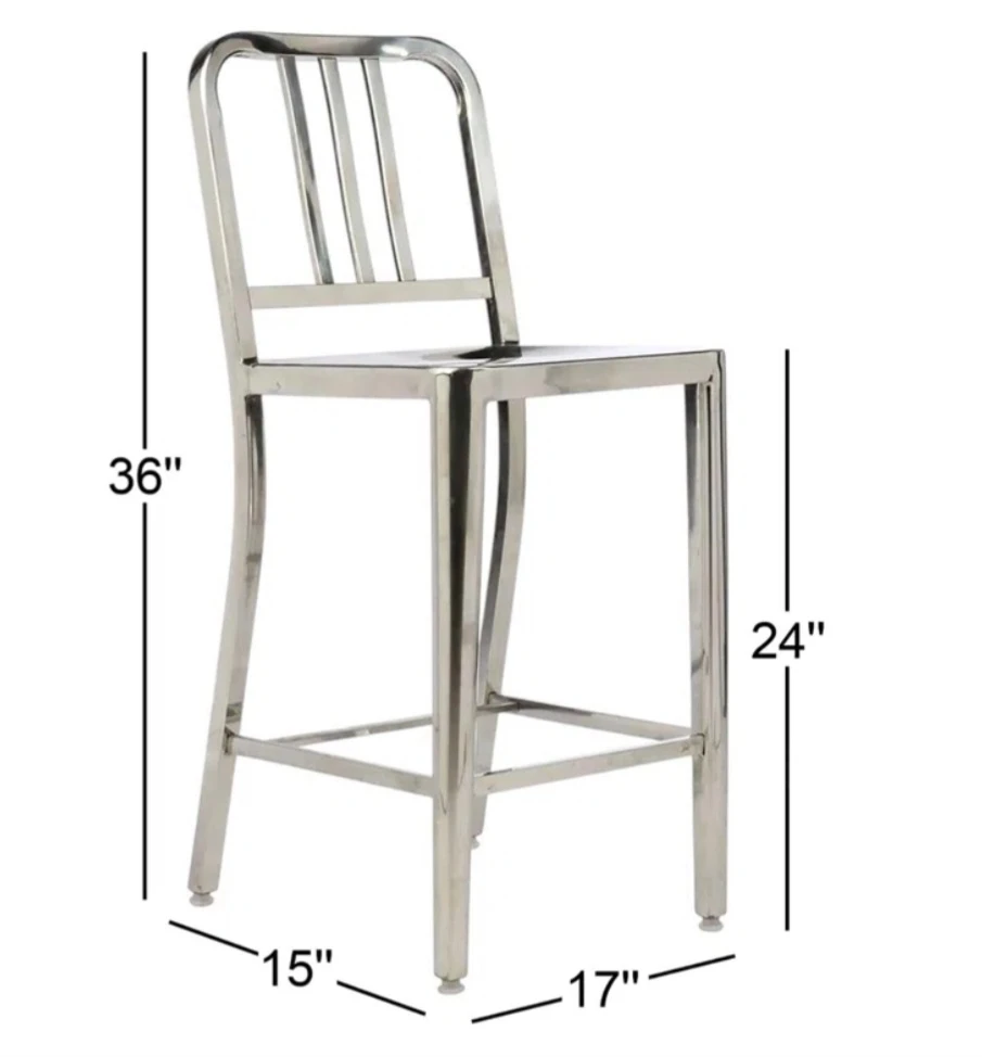 Set of 2 Stainless Steel Counter Height Bar Stools - photo 4