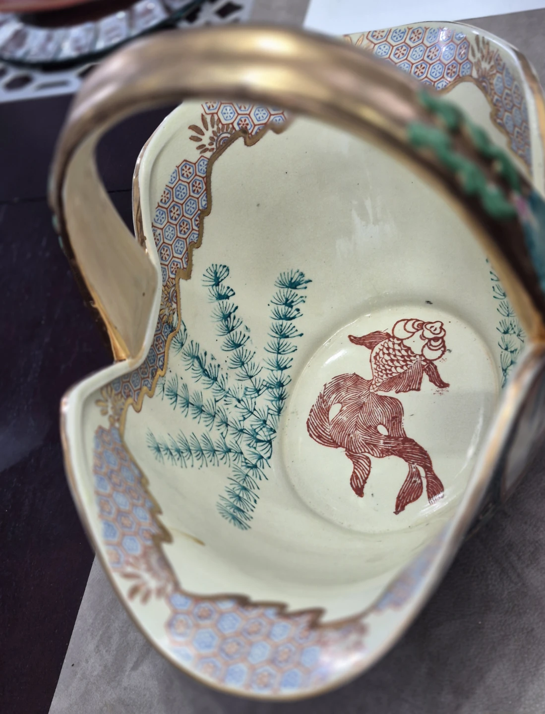 Decorative Porcelain Basket with Handle - photo 3