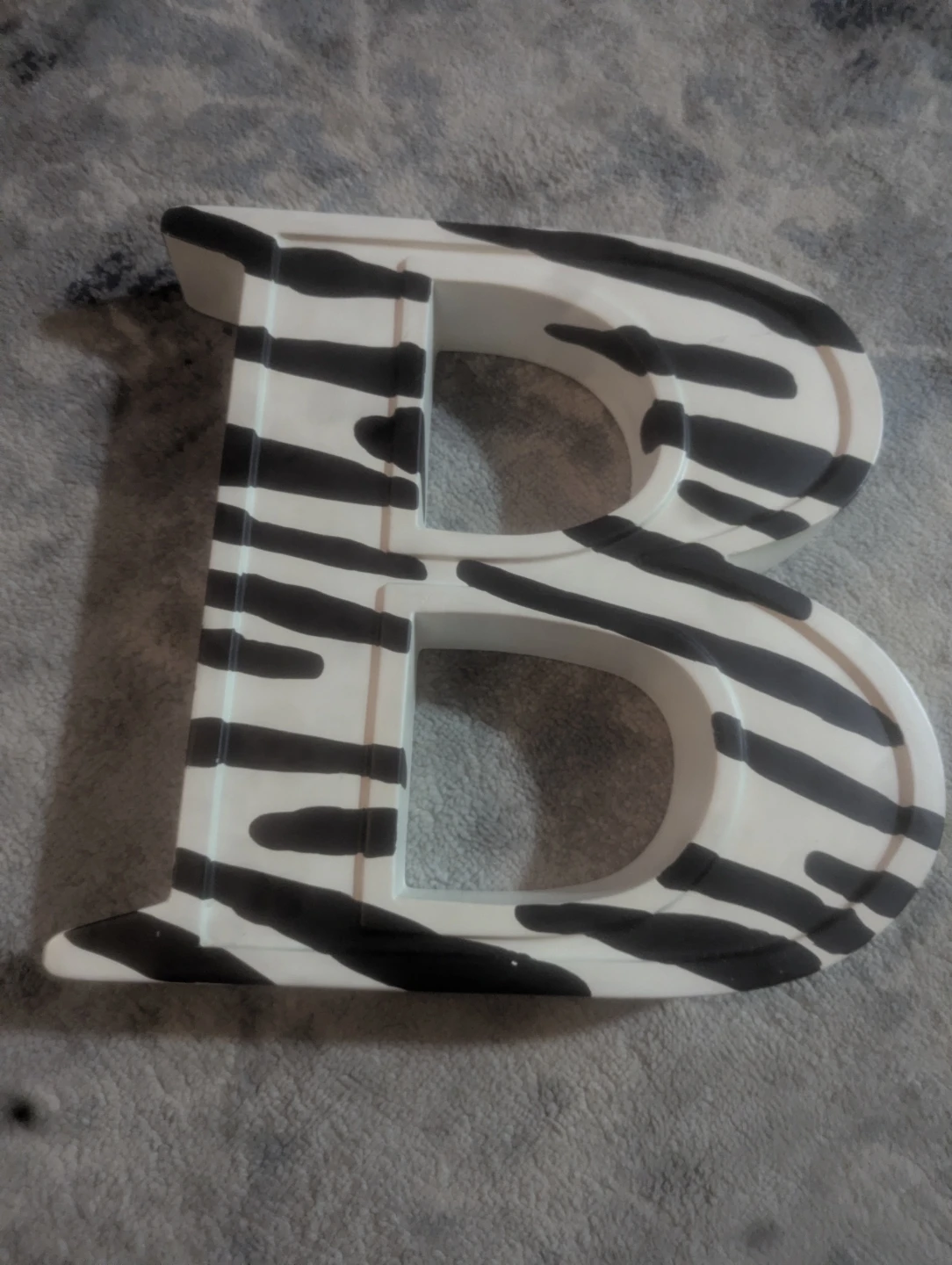 Decorative Letter 'B' with Zebra Print