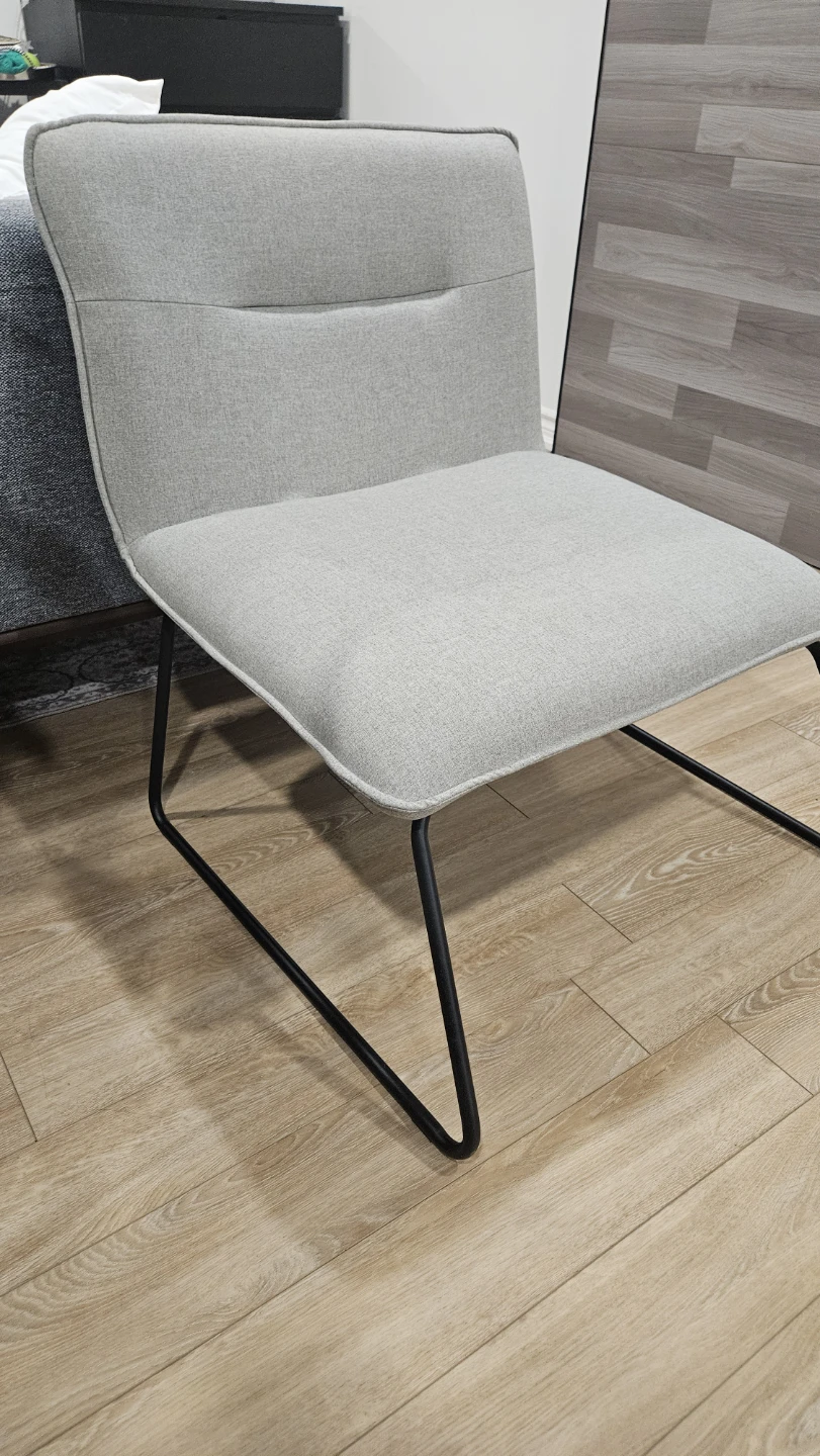 Grey Accent Chair with Black Metal Legs