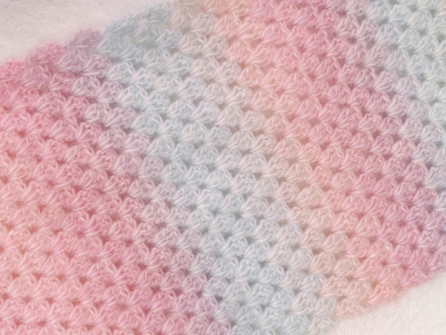 Handmade Crocheted Scarf - Pastel Rainbow - photo 3