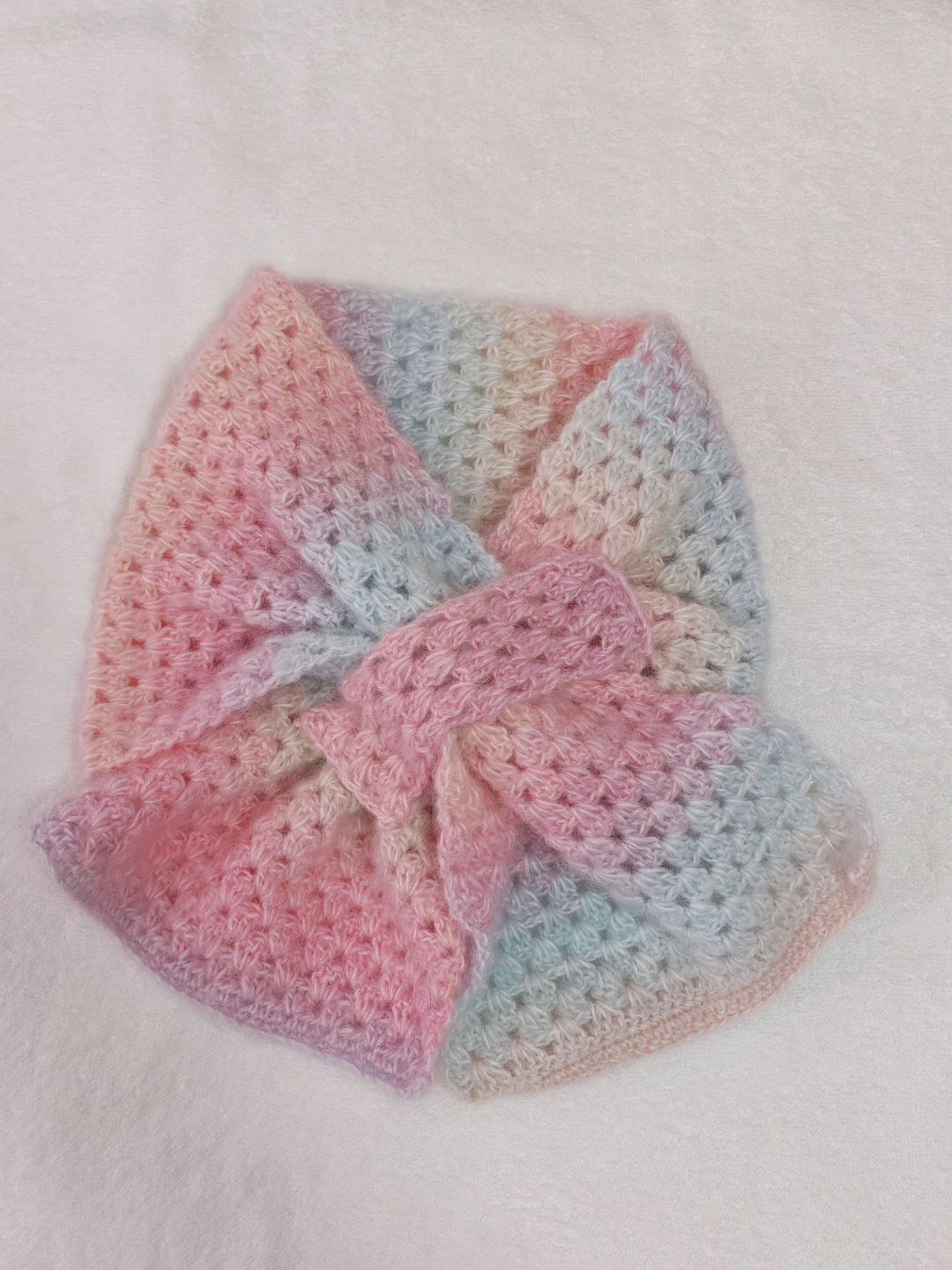 Handmade Crocheted Scarf - Pastel Rainbow - photo 5