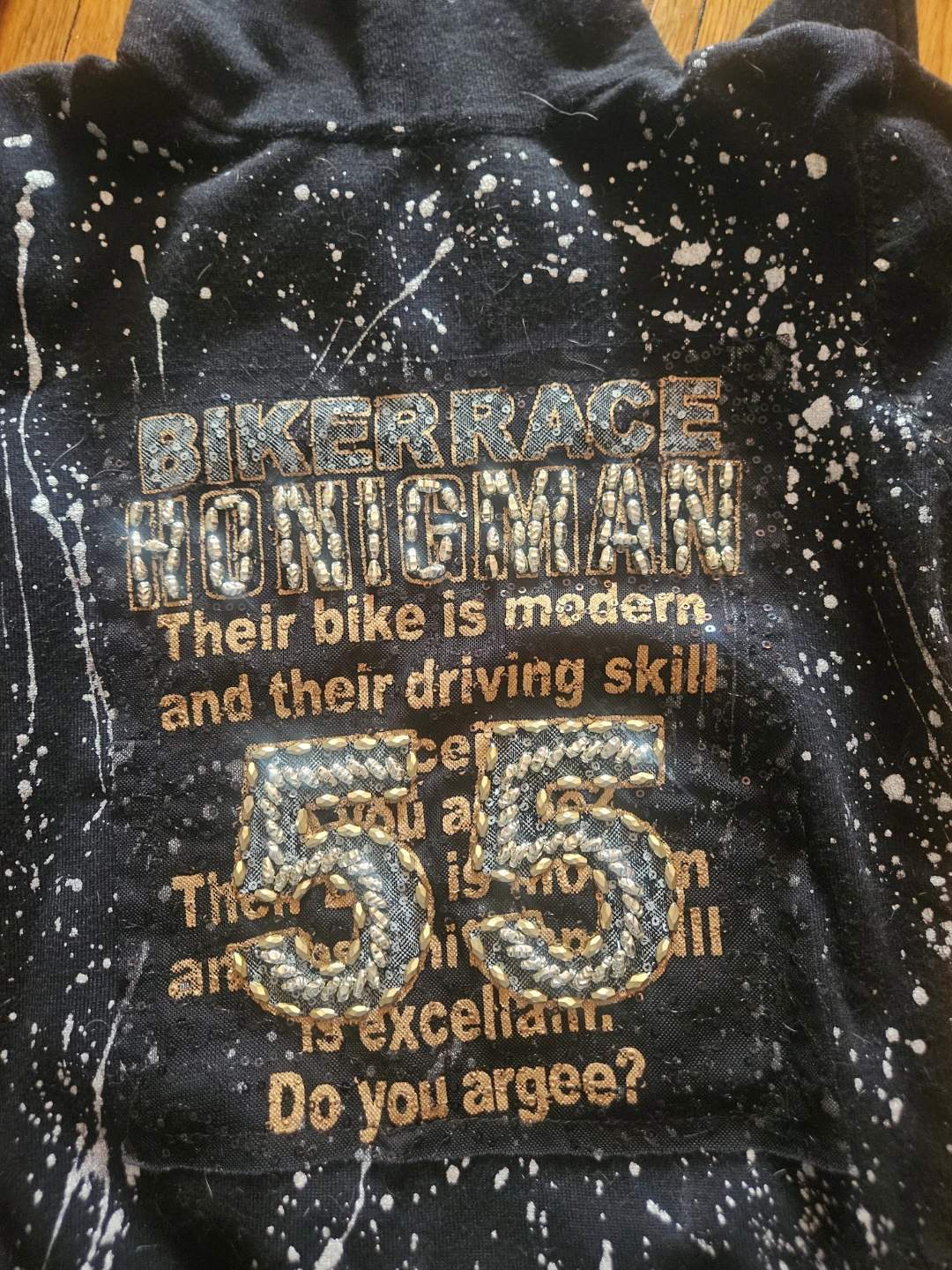 Black Turtleneck Sweater with "Bikerace Honigman 55" Graphic - photo 3