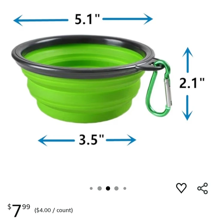 NEW!  Collapsible Dog Bowl - 2 Pack Travel Food Water Bowl - photo 2