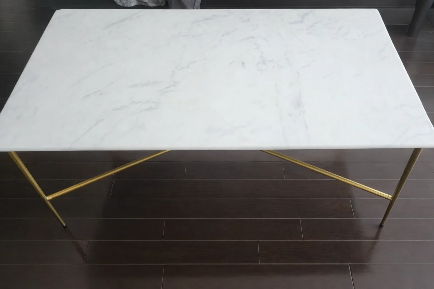 West Elm Coffee Table - Real Marble Top & Gold Base