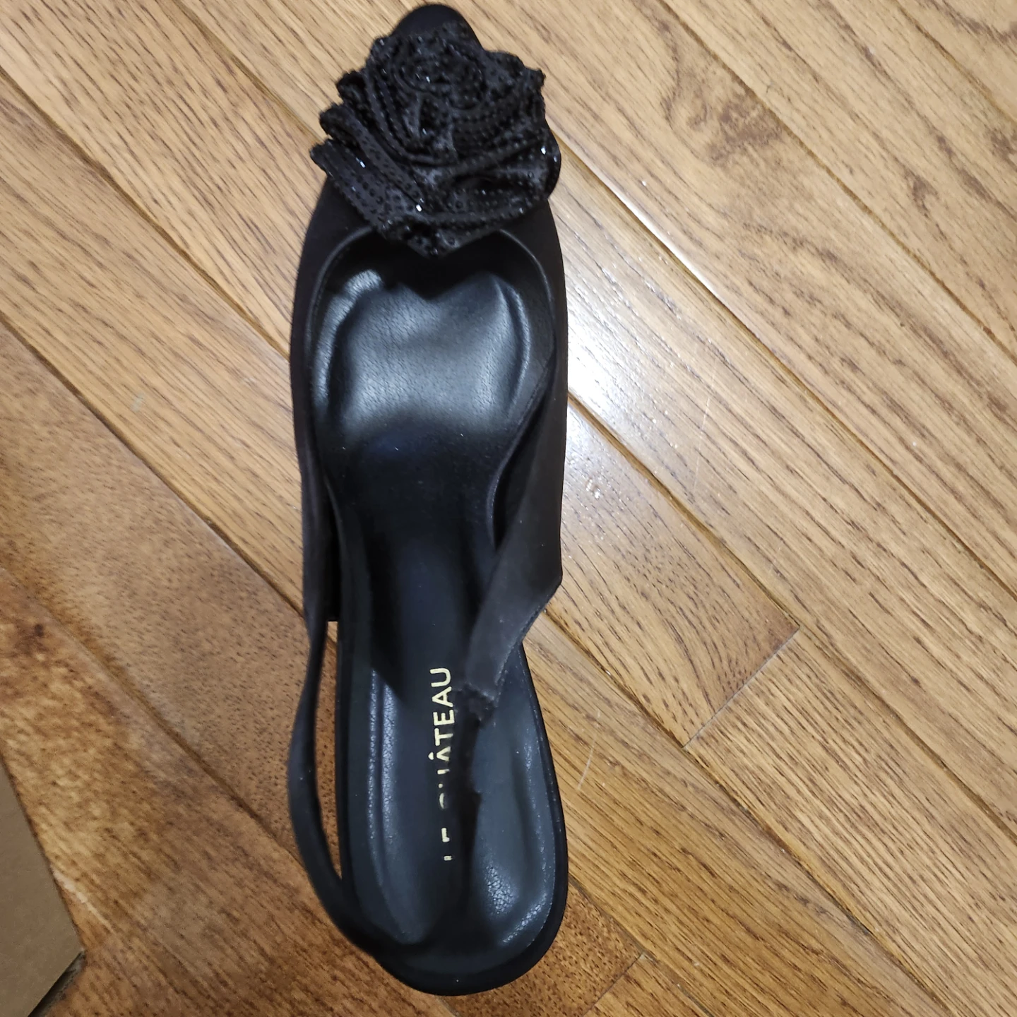 Le Château Black Embellished Slingback Heels - photo 3
