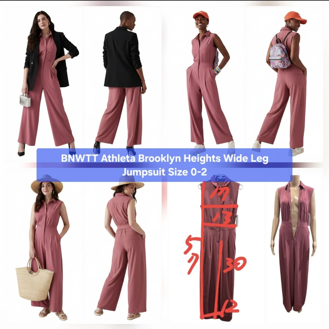 🏆BNWTT Athleta Brooklyn Heights Wide Leg Jumpsuit Size 0-2
