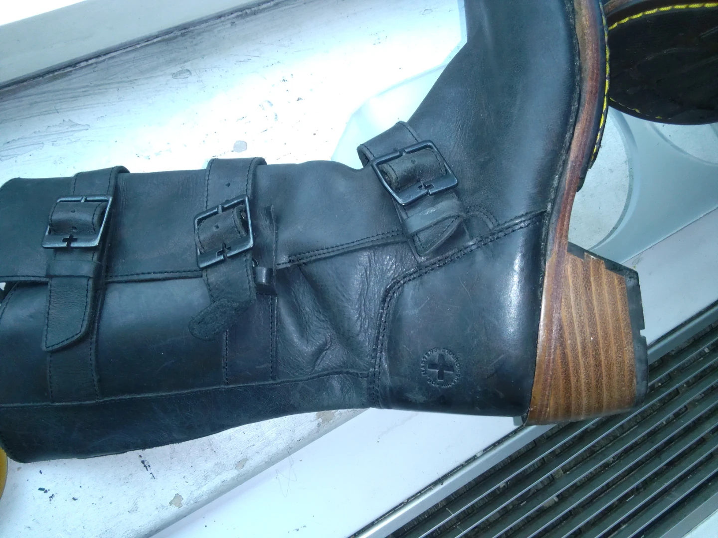 Dr. Martens Black Leather Buckle Motorcycle Boots - photo 5