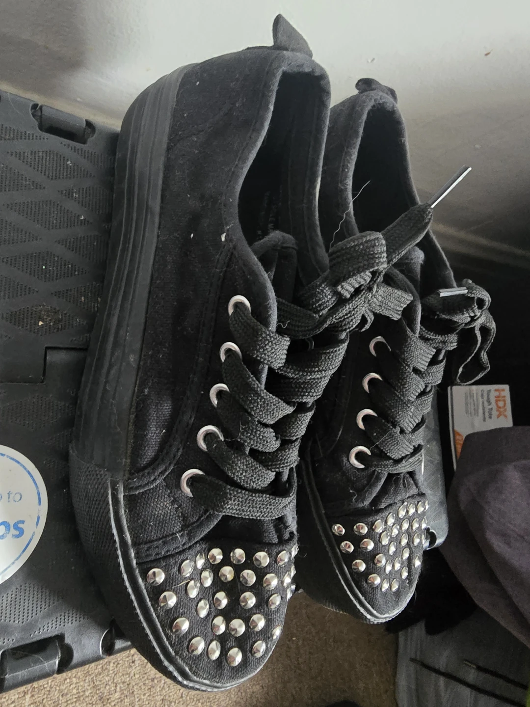 Charles Albert Black Studded Canvas Sneakers - Size 6 - photo 2