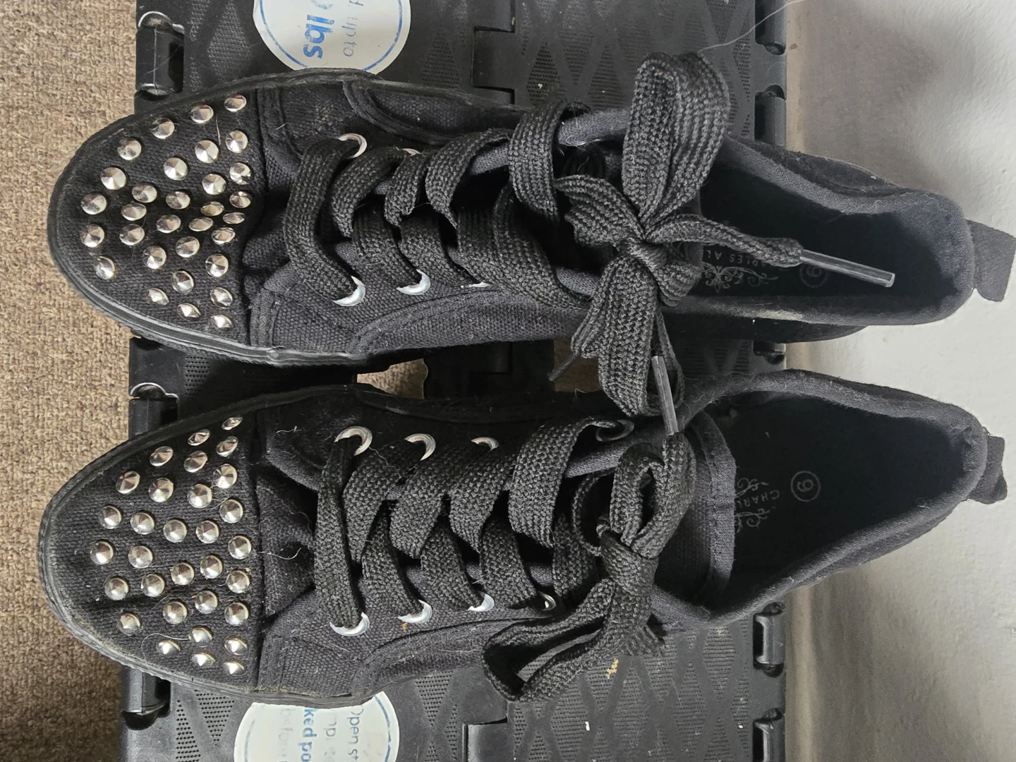 Charles Albert Black Studded Canvas Sneakers - Size 6 - photo 3