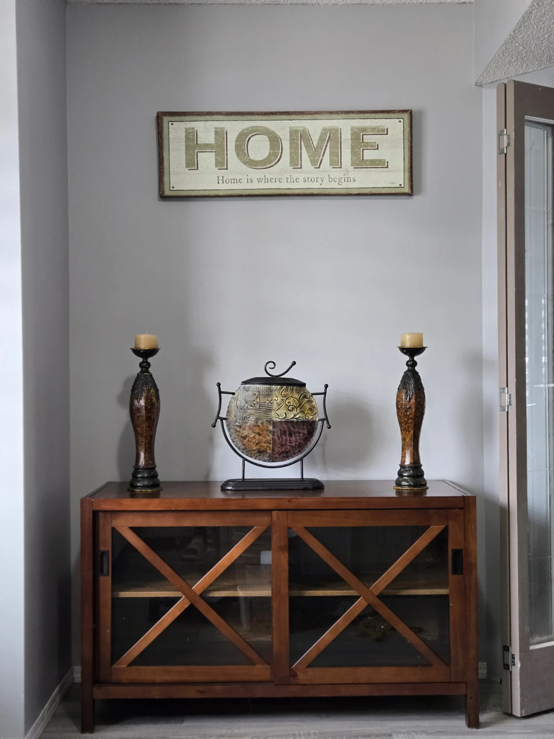 Wooden Storage Cabinet with Glass Doors