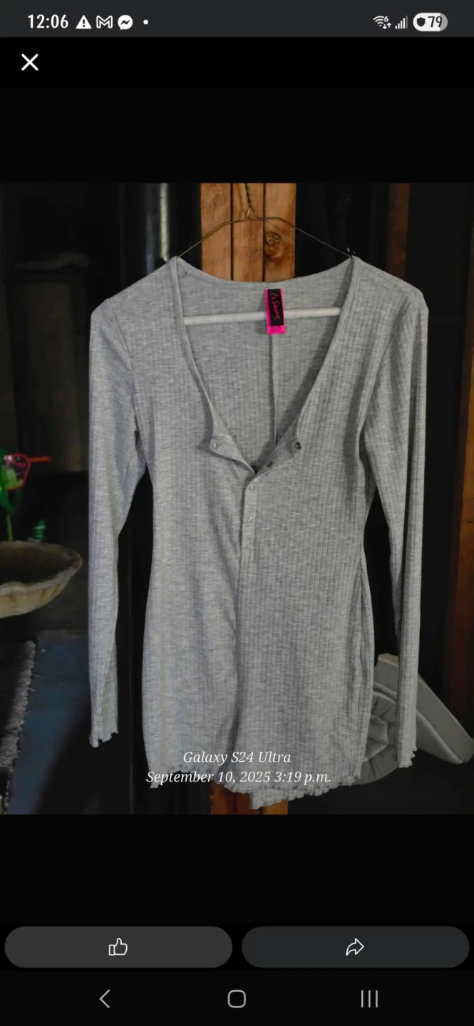 Ribbed Long Sleeve Grey Dress
