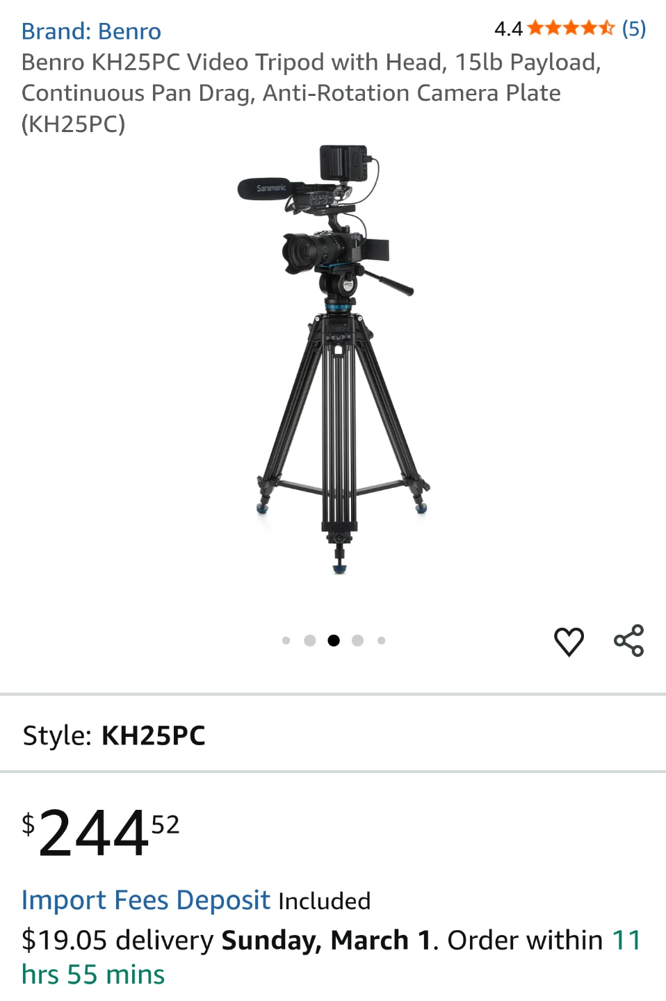 Brand New Never used Tripod -Benro KH25PC Video Tripod with Head - photo 2