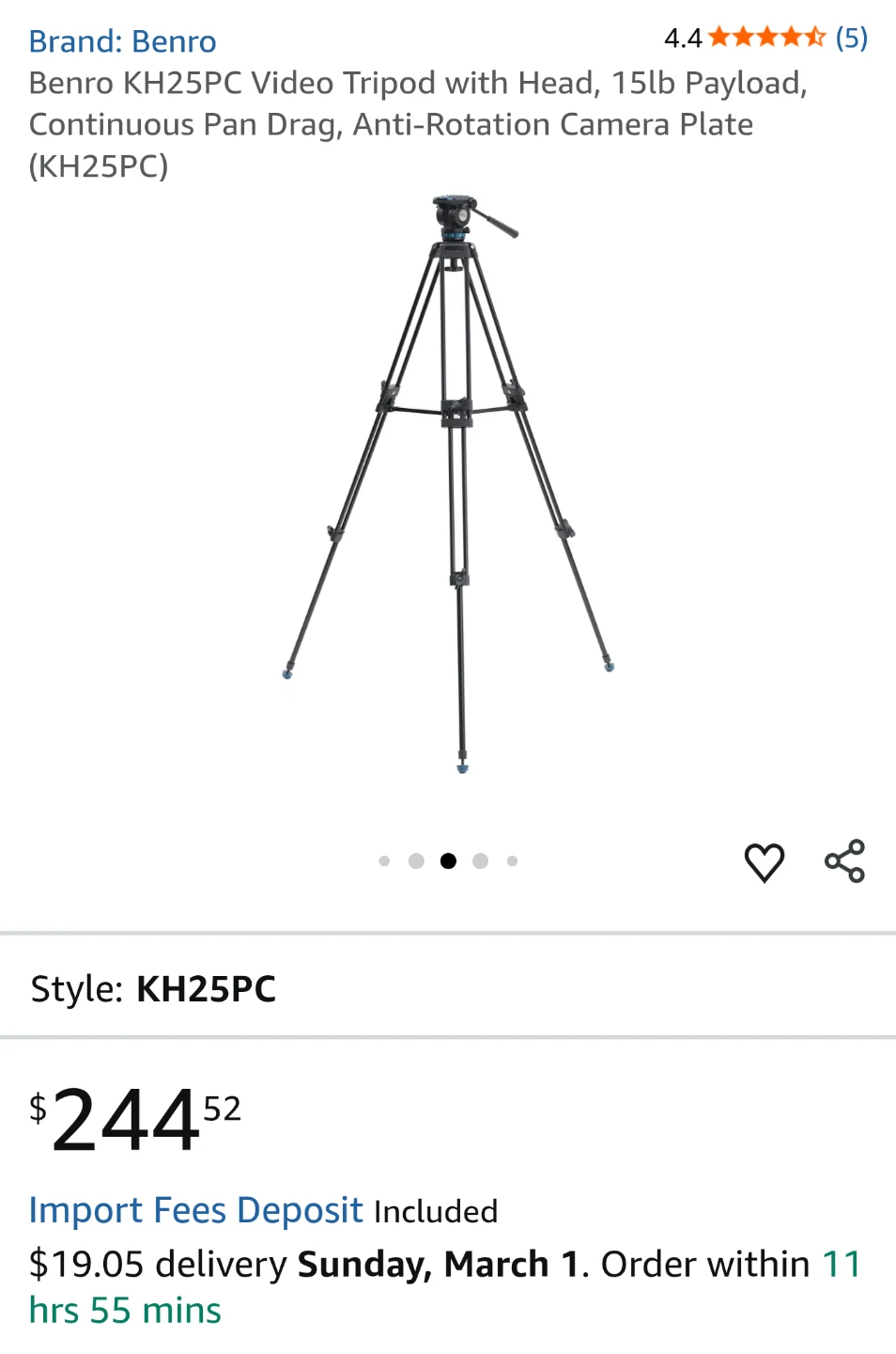 Brand New Never used Tripod -Benro KH25PC Video Tripod with Head - photo 4