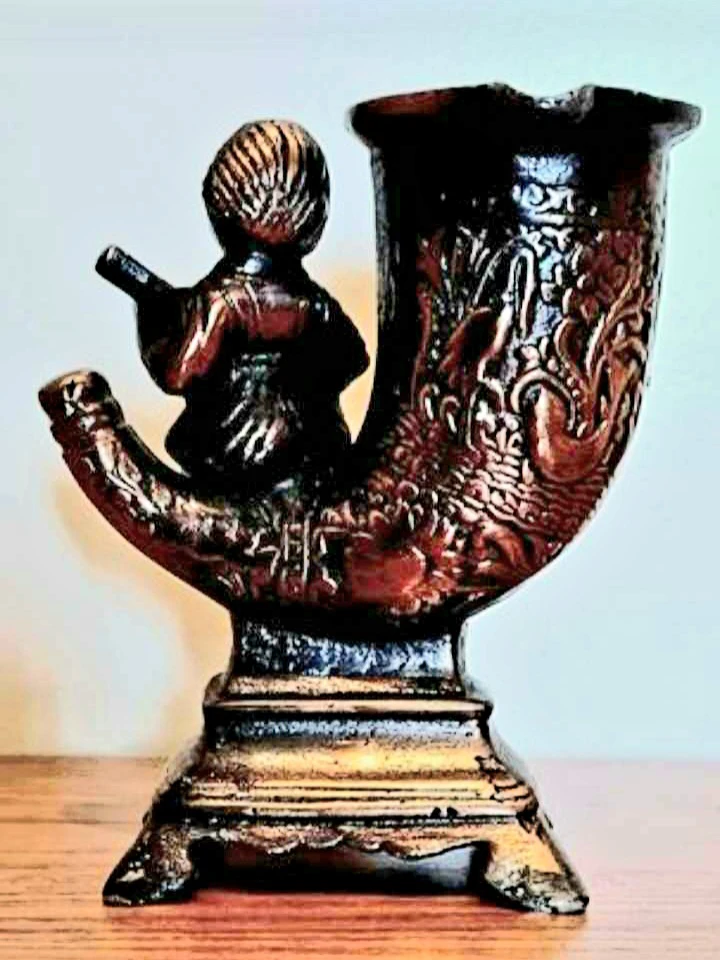 Vtg Bronze Statuette Ashtray - photo 4