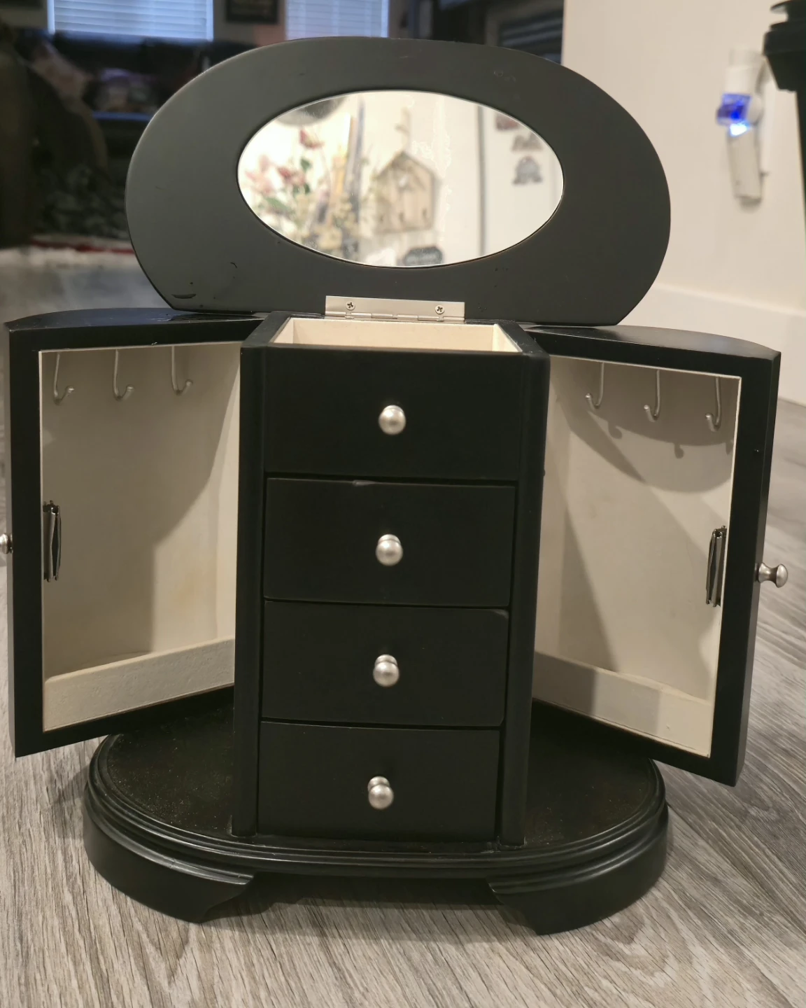 Black Jewelry Box with Mirror and Drawers - photo 2