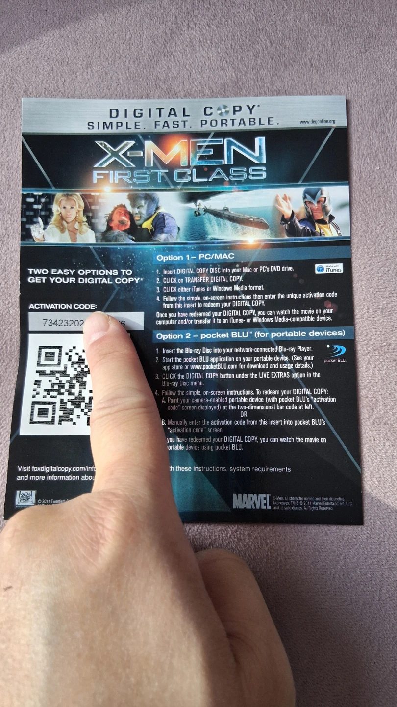 X-MEN First Class  Bluray w Digital Copy Activation Codes - photo 5